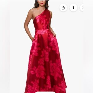 Hutch women’s floral one shoulder satin gown